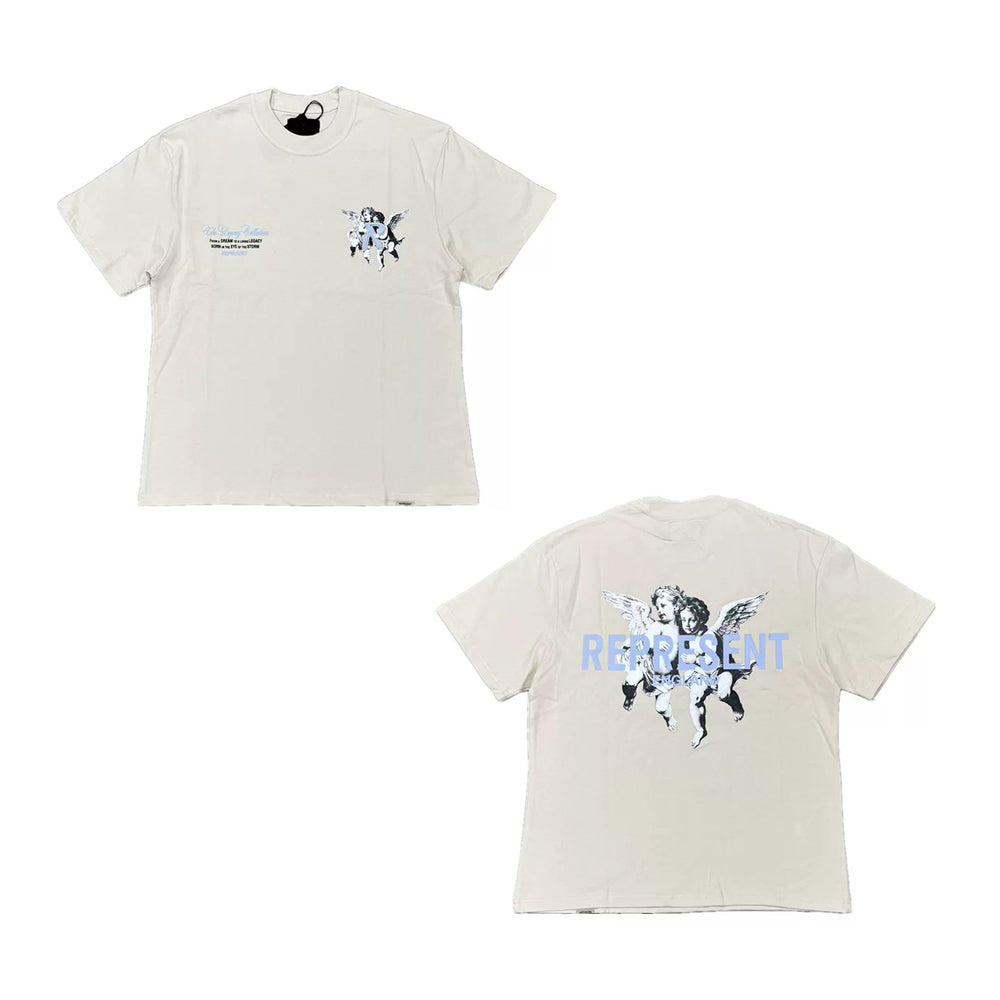 Represent Twin Cherubs & Blue Logo Graphic T-Shirt - White