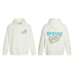 Represent Luggage Tag Graphic Heavyweight Hoodie - Off-White