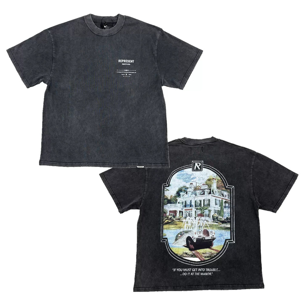 Represent Estate & Car Graphic T-Shirt - Vintage Black