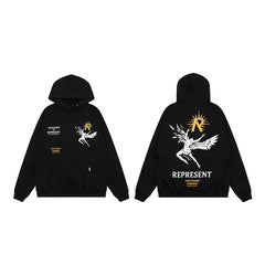 Represent Archangel & Yellow Sun Graphic Heavyweight Hoodie - Black
