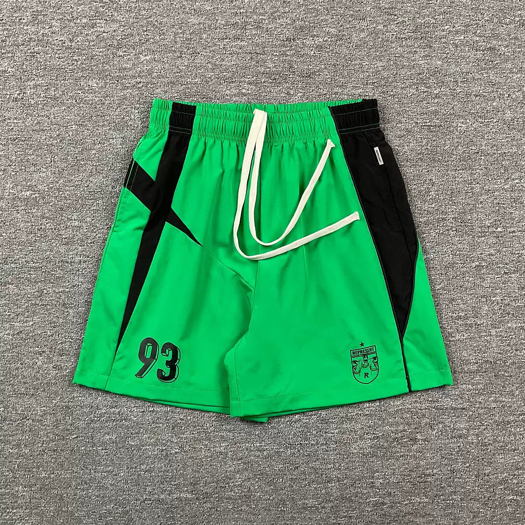 Represent Colorblock "93" Athletic Shorts - Green/Black
