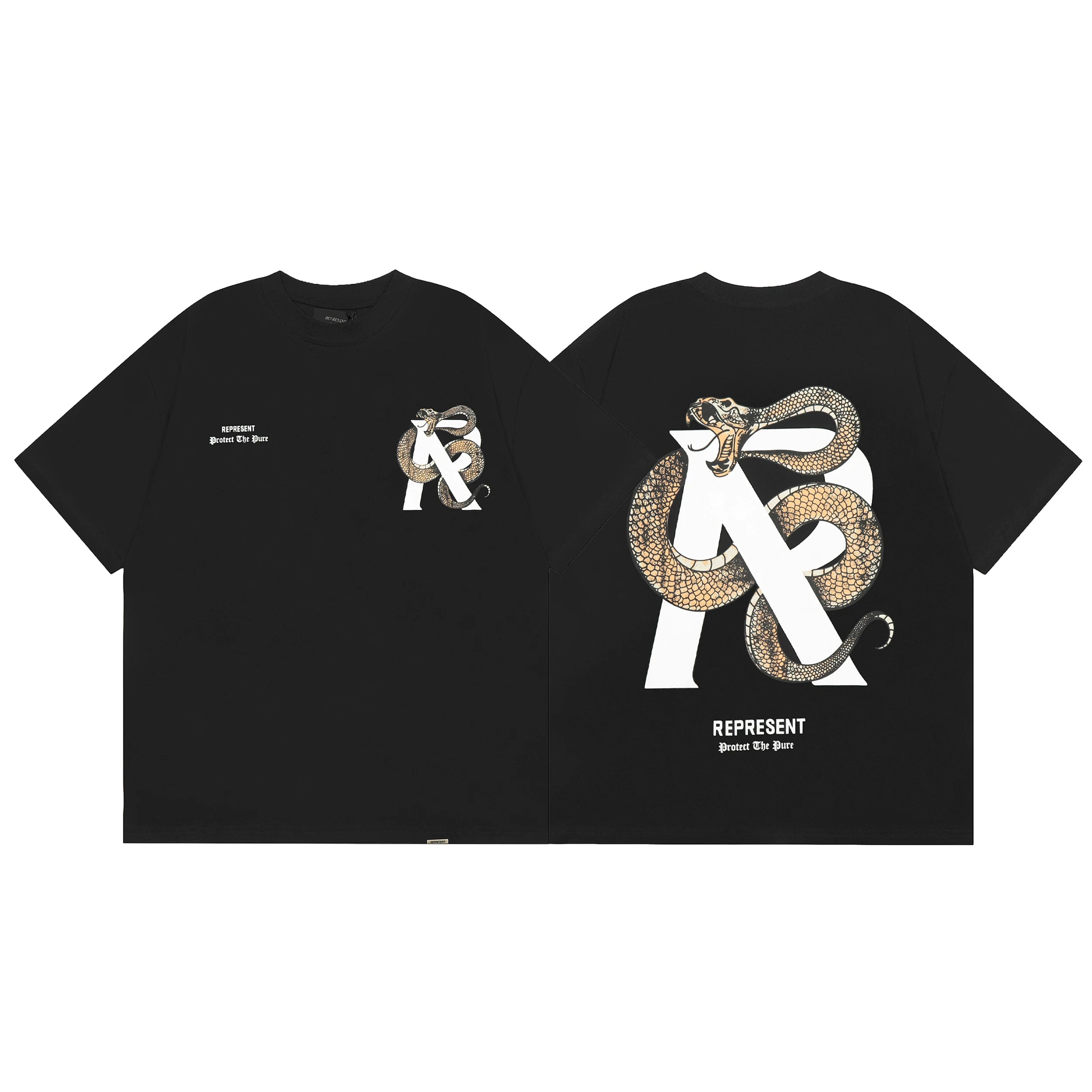 Represent Snake & "R" Monogram Graphic T-Shirt - Black