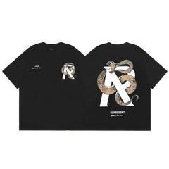 Represent Snake & "R" Monogram Graphic T-Shirt - Black