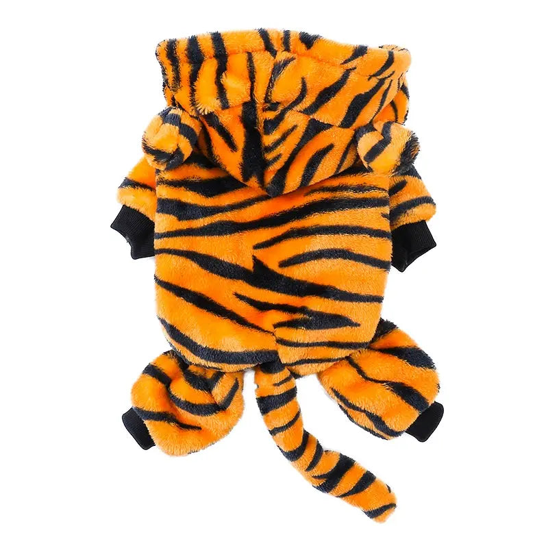 Cat Clothes Tiger Outfit Thermal Cotton-Padded Clothes Kitten Blue Cat British Shorthair Muppet Autumn and Winter Pet Dog Four-Legged Clothes