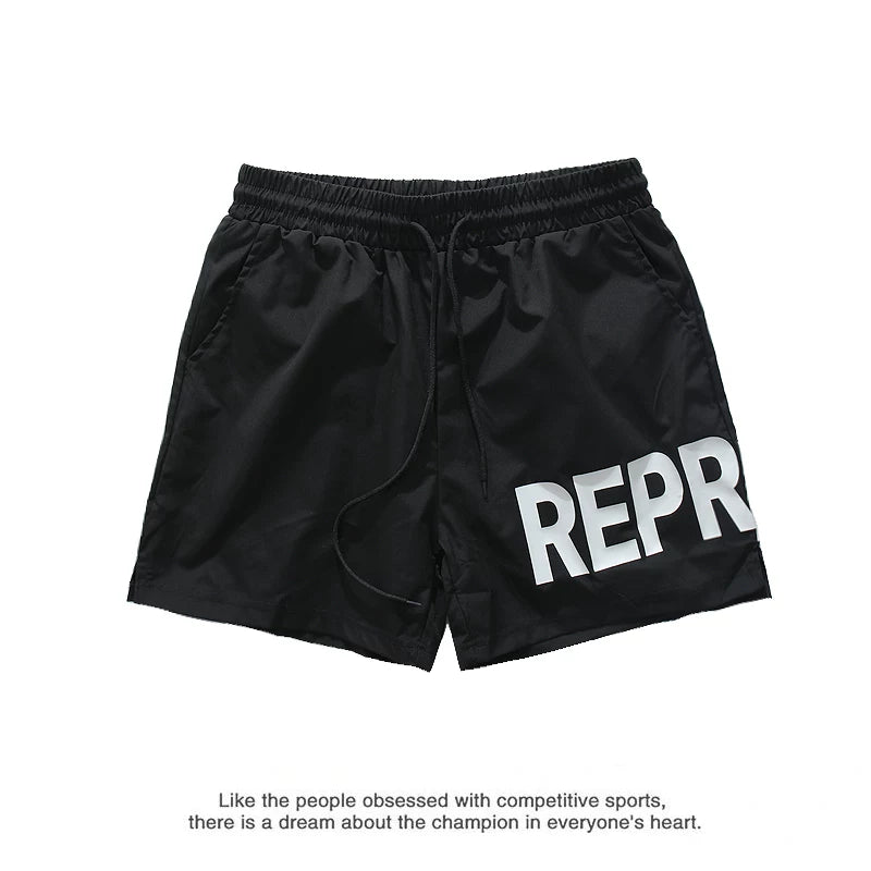 Represent Large Logo Nylon Shorts - Black