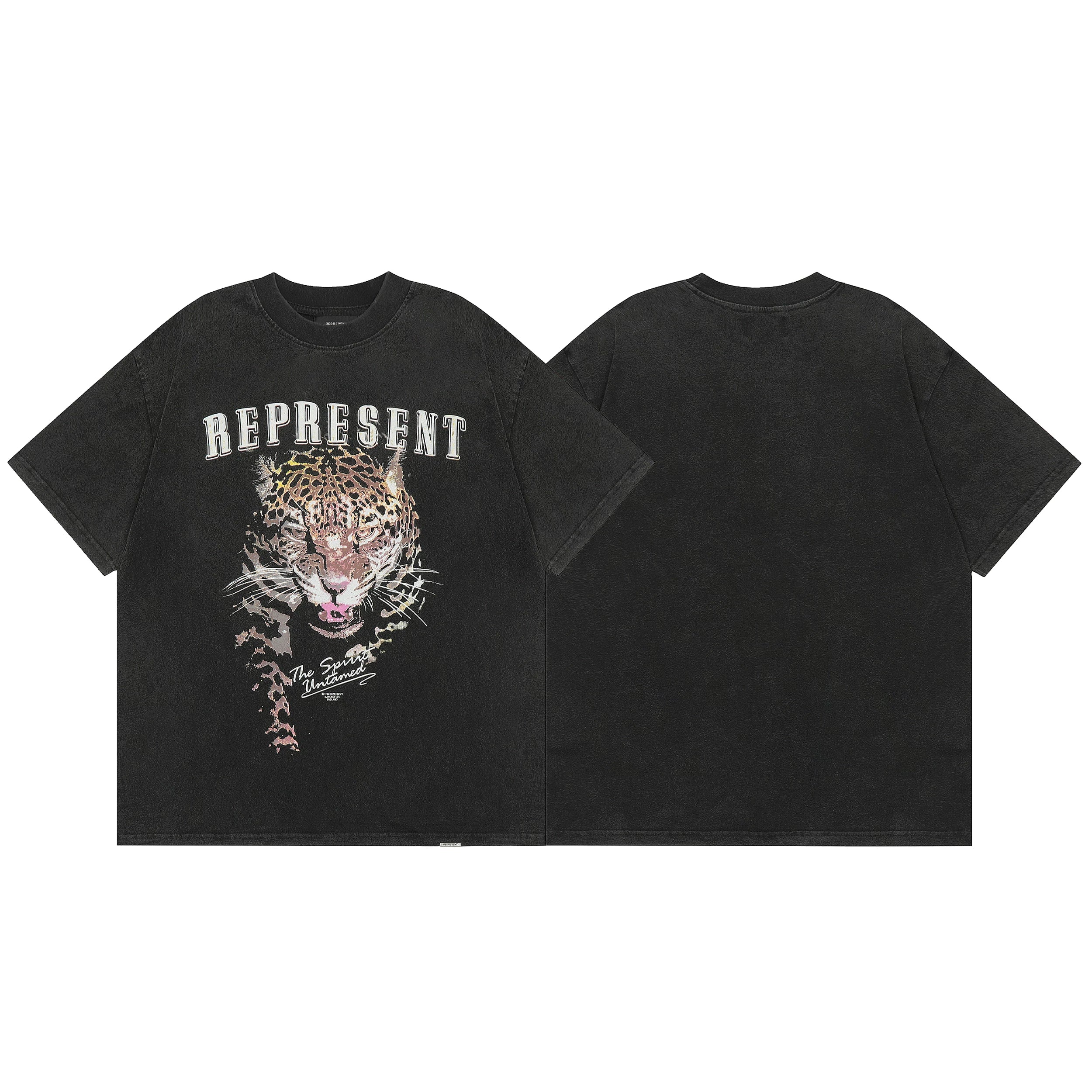 Represent Leopard Graphic T-Shirt - Black
