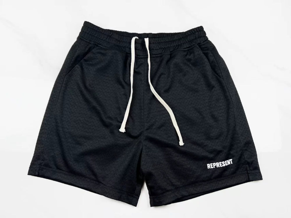 Represent Mesh Drawstring Gym Shorts - Black