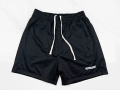Represent Mesh Drawstring Gym Shorts - Black