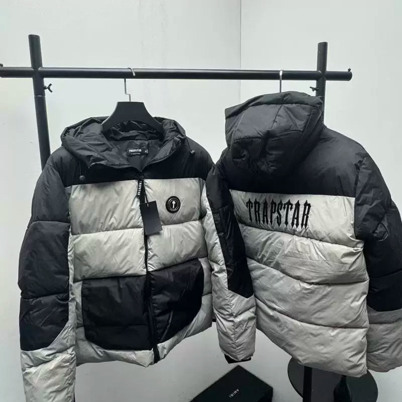 Trapstar Colorblock Hooded Puffer Jacket - Khaki/Black