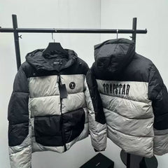 Trapstar Colorblock Hooded Puffer Jacket - Khaki/Black