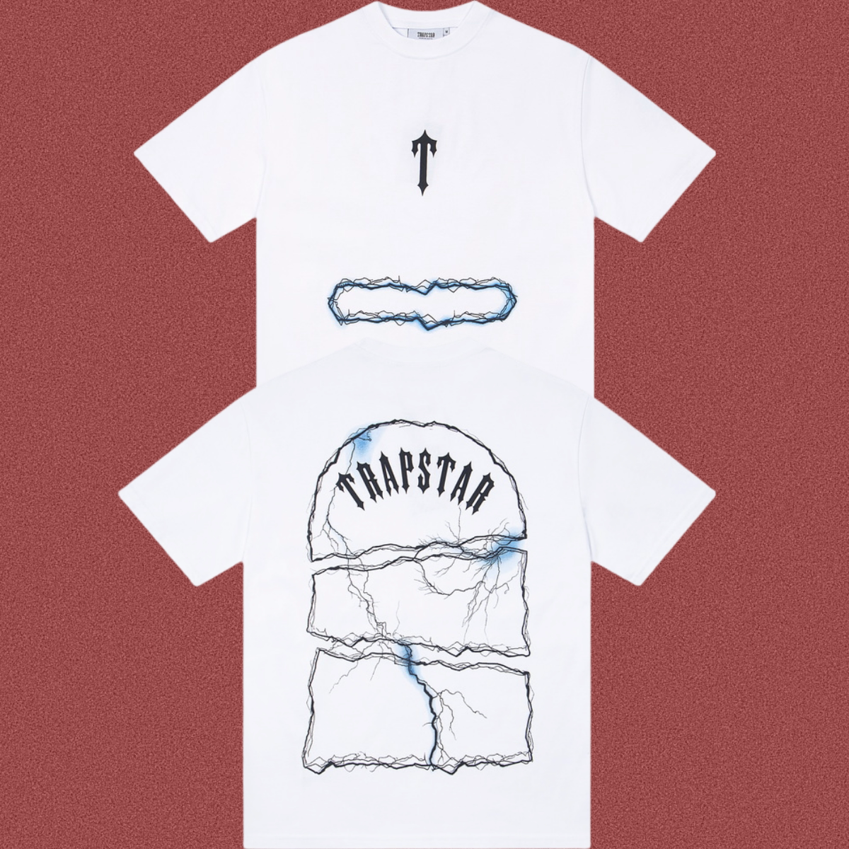 Trapstar Cracked Stone & Lightning Graphic Tee - White