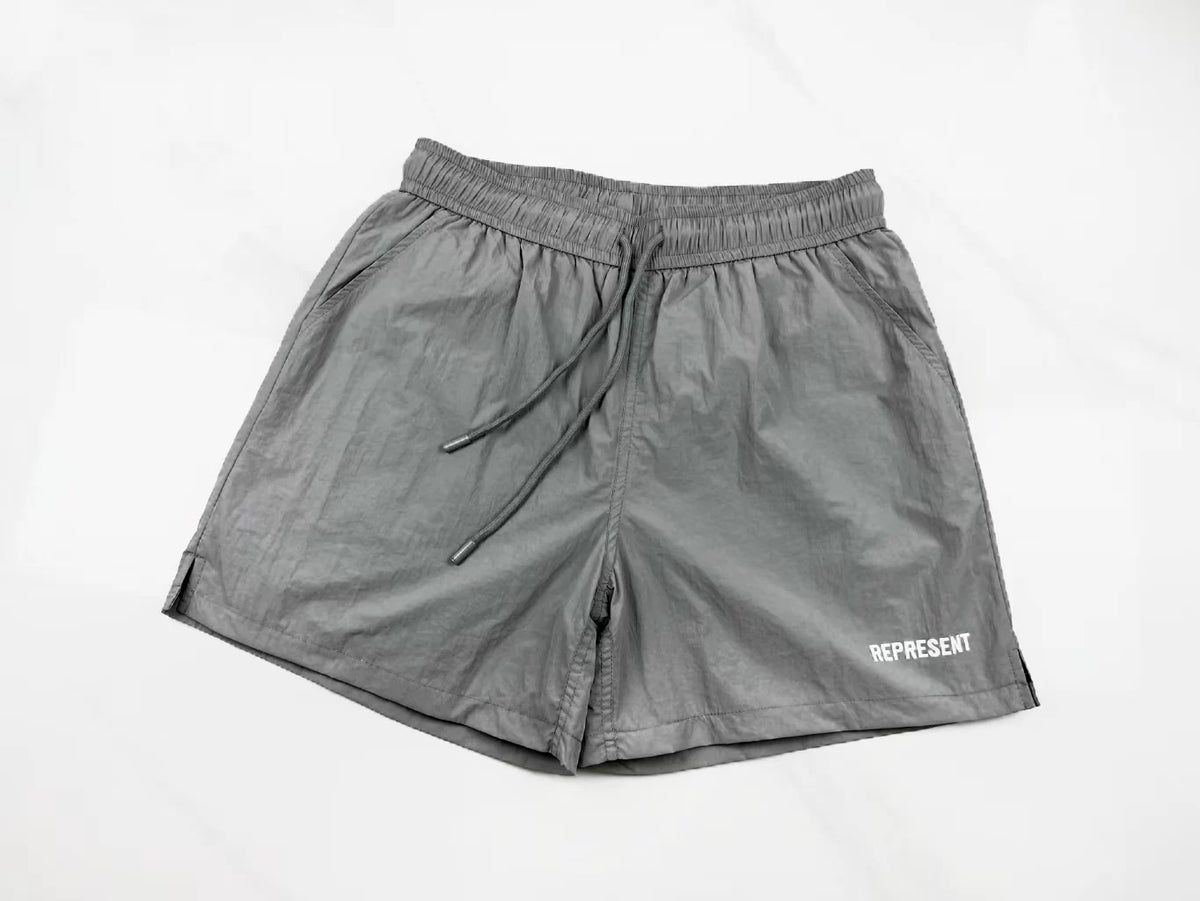 Represent Minimalist Nylon Shorts - Taupe/Grey
