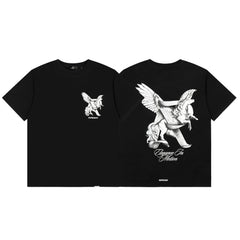 Represent "Elegance In Motion" Winged Unicorn Graphic T-Shirt - Black