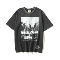 Fog Essentials T Shirts Spring and Summer FOG Washing Water Old Crew Neck Short Sleeves