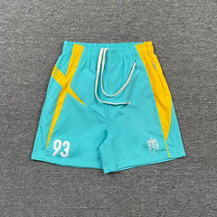 Represent Colorblock "93" Athletic Shorts - Light Blue/Yellow