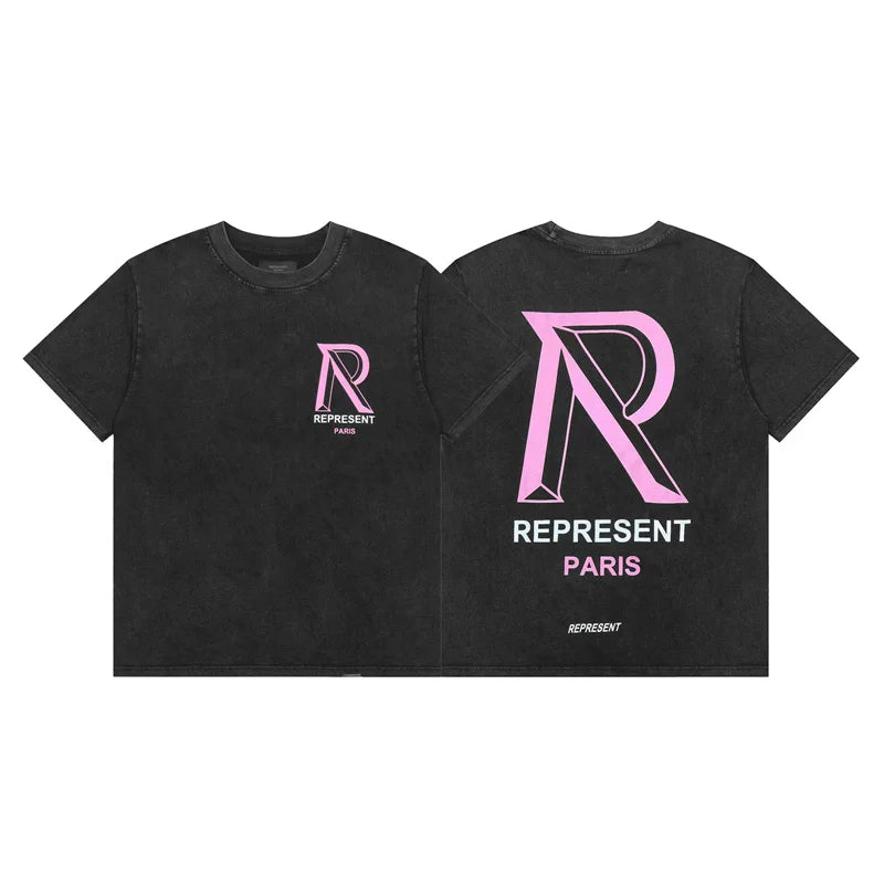 Represent Paris City Edition "R" Graphic T-Shirt - Black/Pink