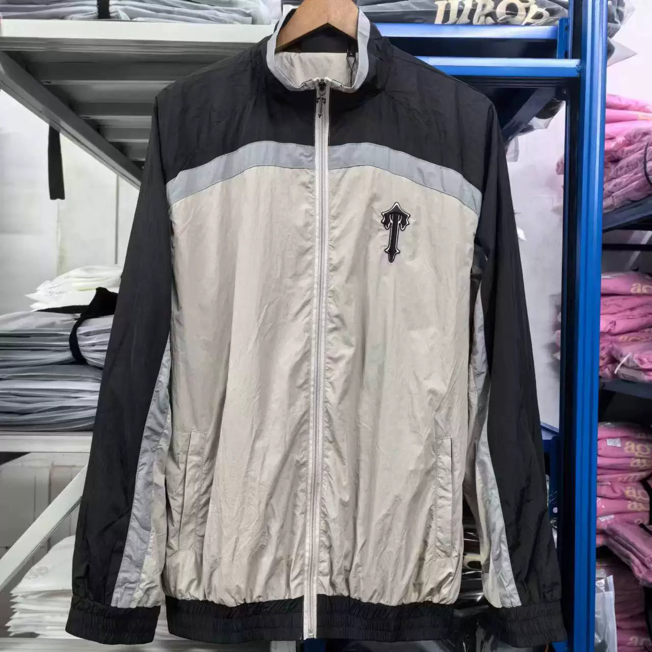 Trapstar Colorblock Track Jacket - Black/Off-White
