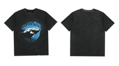 Represent Blue Shark Graphic T-Shirt - Vintage Black