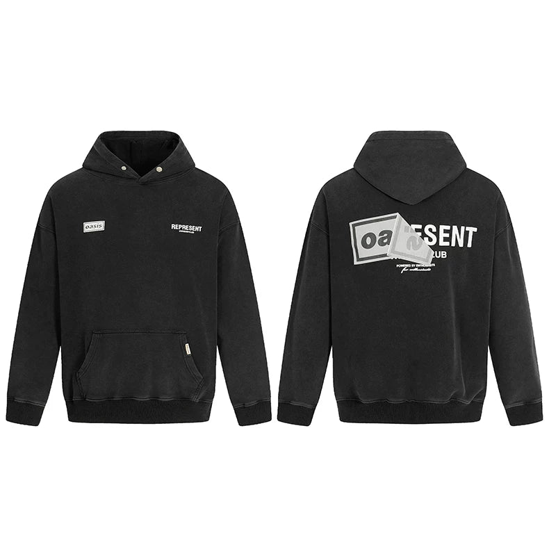 Represent Peel-Off Tag & Box Graphic Heavyweight Hoodie - Vintage Black