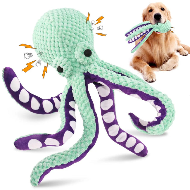 Durable Plush Dog Toy – Squeaky Octopus for All Breeds Hover Image