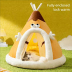 Cat Bed Plush Teepee Cozy Enclosed Tent for Cats and Small Dogs