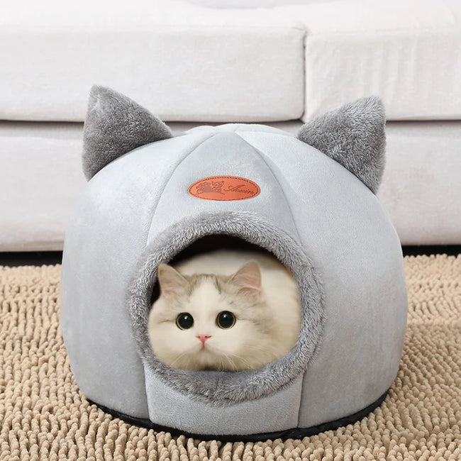 Plush Cat Cave Bed - Warm, Cozy, and Adorably Designed Main Image