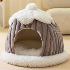 Plush Igloo Cat Dog Bed – Warm Cozy and Enclosed for Ultimate Comfort