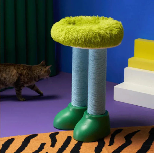 Fun Boot Cat Scratching Post with Cozy Perch Hover Image