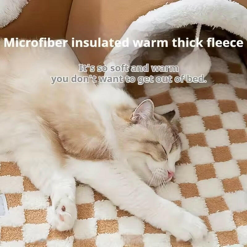 Luxury Plush Tunnel Cat Bed – Warm and Playful Retreat for Your Feline