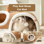 Luxury Plush Tunnel Cat Bed – Warm and Playful Retreat for Your Feline