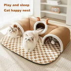 Luxury Plush Tunnel Cat Bed – Warm and Playful Retreat for Your Feline