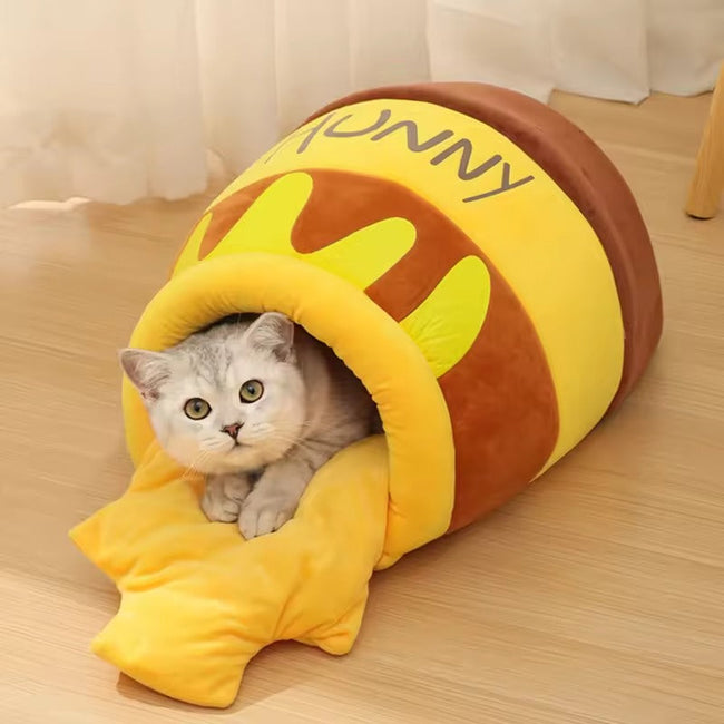 Honey Pot Cat Bed with Removable Plush Cushion Hover Image