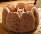Plush Flower-Shaped Cat Bed with Raised Petal Sides