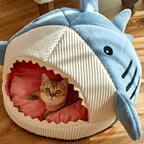 Shark Shaped Cat Bed with Soft Cushion