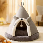 Cat Bed Plush Teepee Cozy Enclosed Tent for Cats and Small Dogs