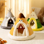 Cat Bed Plush Teepee Cozy Enclosed Tent for Cats and Small Dogs
