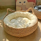 Cat Bed Handwoven Natural Seagrass with Cushion