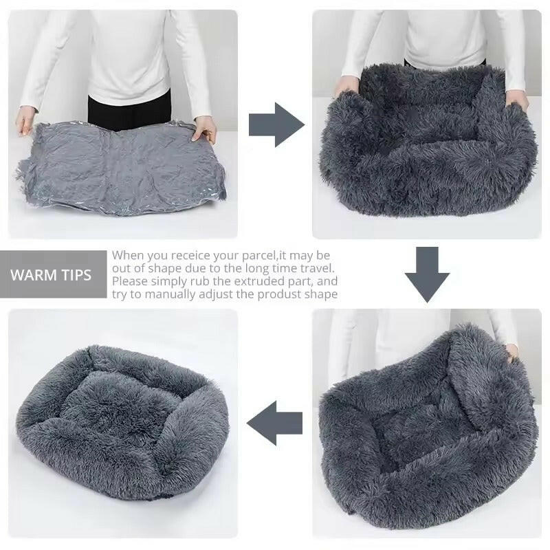 Plush Calming Dog Bed – Soft Fluffy and Supportive