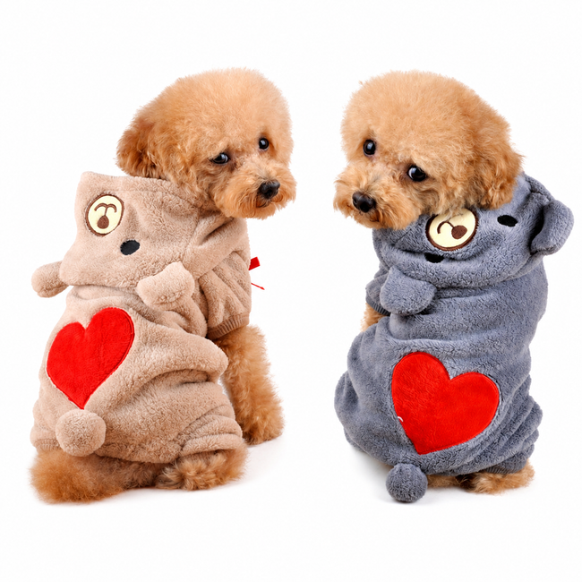 Pet Hoodie for Dogs and Cats - Cozy Bear Coral Fleece Hover Image