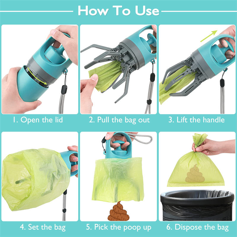 Portable dog poop scooper Lightweight Waste Picker w/ Bag