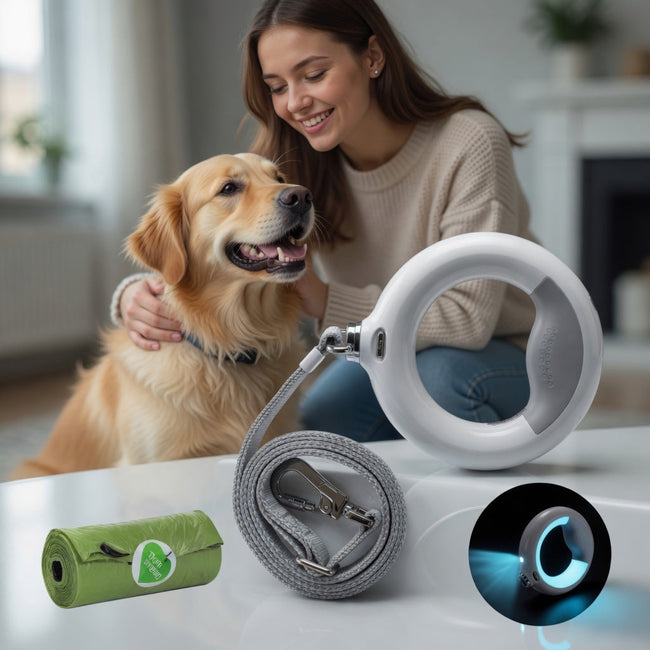 Retractable Dog Leash with LED Lamp — Safe Night Walks for Dogs Hover Image