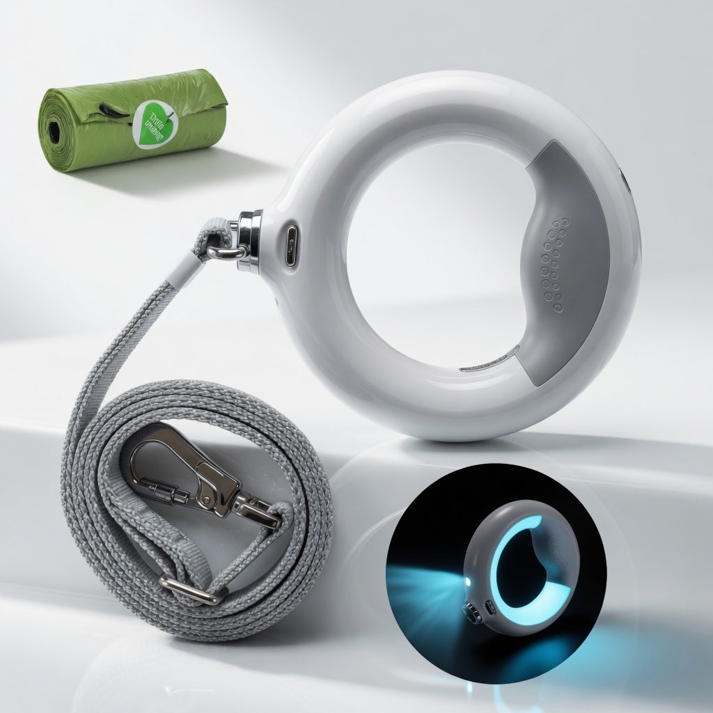 Retractable Dog Leash with LED Lamp — Safe Night Walks for Dogs