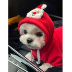 FestiveFleece Hoodie - Christmas Elk & Santa Print Dog Hoodie for Small Medium Dogs