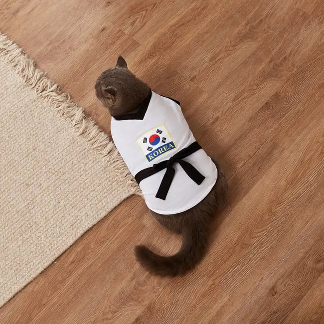 Pet Halloween Karate Costume with Belt Funny Taekwondo Uniform for Dogs and Cats Main Image