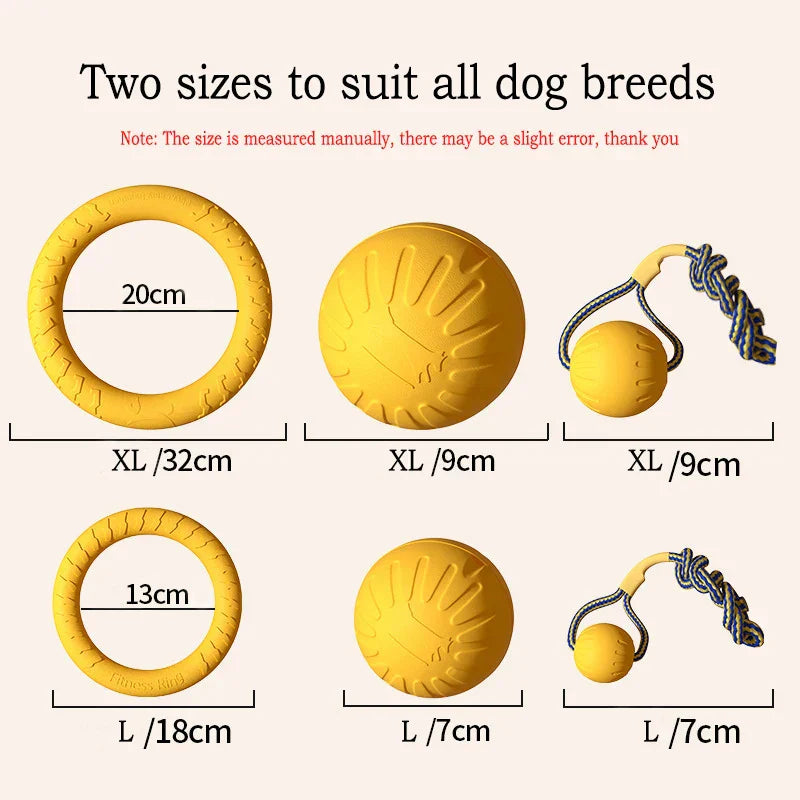 IndestructiChew 4-in-1 Dog Toy Bundle - EVA Chew-Proof Ball, Disc, Tug Rope & Dental Ring for Puppy & Adult Dogs
