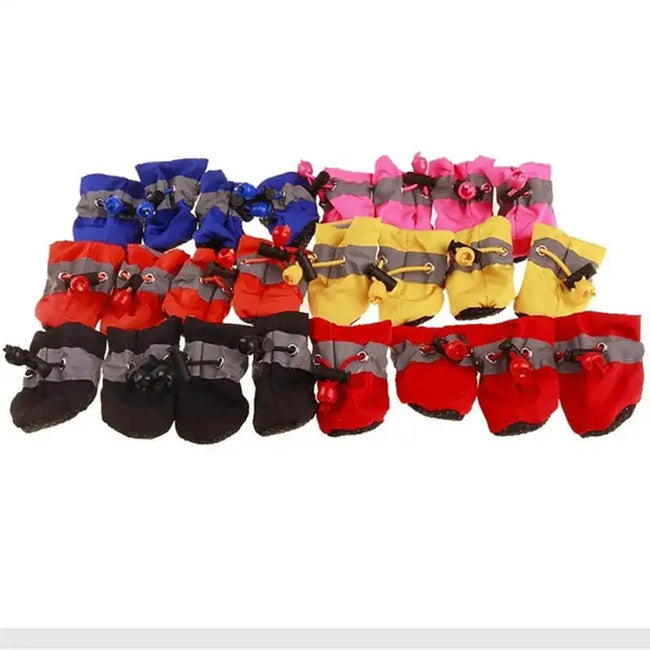 4pcs Waterproof Pet Dog Shoes - Anti-Slip Rain Boots for Small Dogs and Cats - Durable Footwear for All Weather Main Image