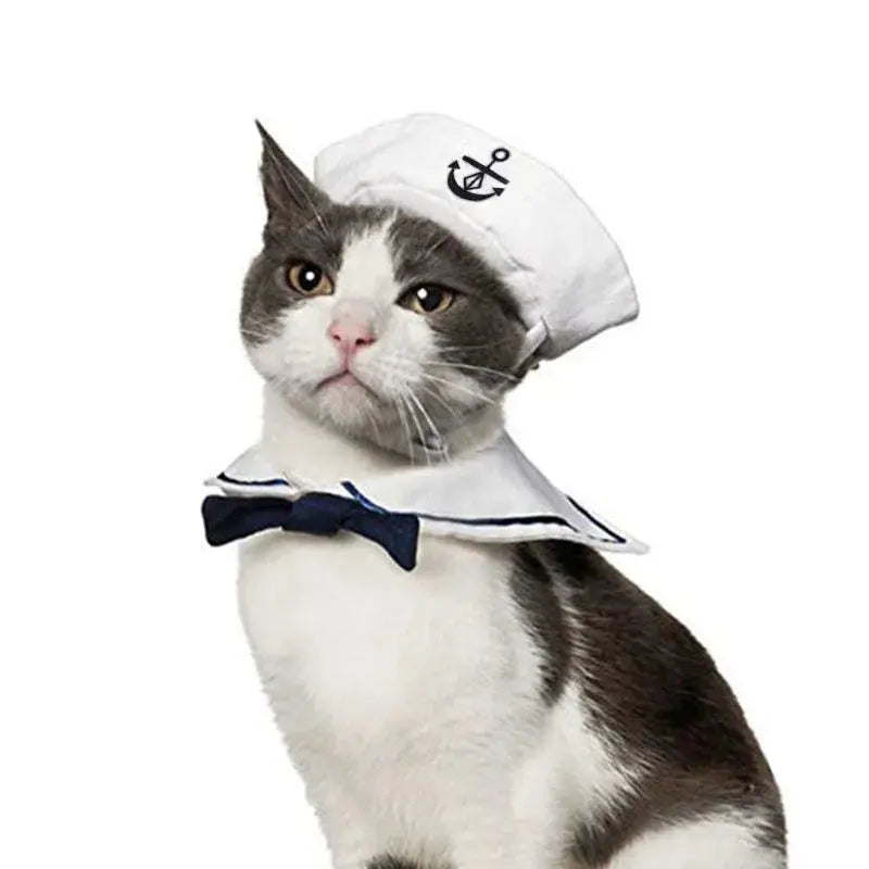 Funny Pet Cat Costumes – Navy Sailor Jacket Cloak Set