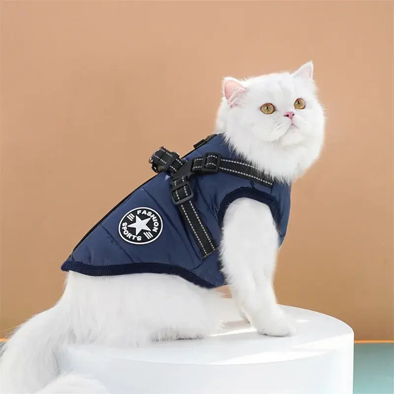 Pet Dog Coat with Harness Winter Cat Waterproof Coat Zipper Dog Jacket with Reflective Harness for Smal Medium Large Dogs