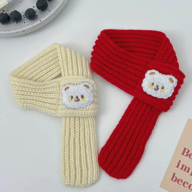 Pet Christmas Scarf Cat Dog New Year Red Bear Warm Scarf Pet Winter Knitted Scarf Cat Collar Puppy Accessories Bow Ties for Dogs Hover Image