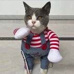 Funny Cat Clothes Halloween Cosplay Costumes For Small Medium Dog Cats Creative Pet Party Kitten Jumpsuits Soft Warm Cat Coat